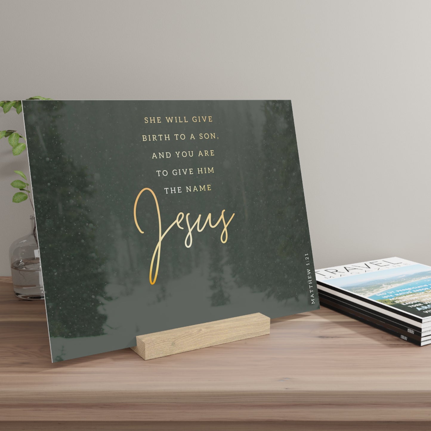 Matthew 1:21 Bible Verse Image, Gallery Board with Stand