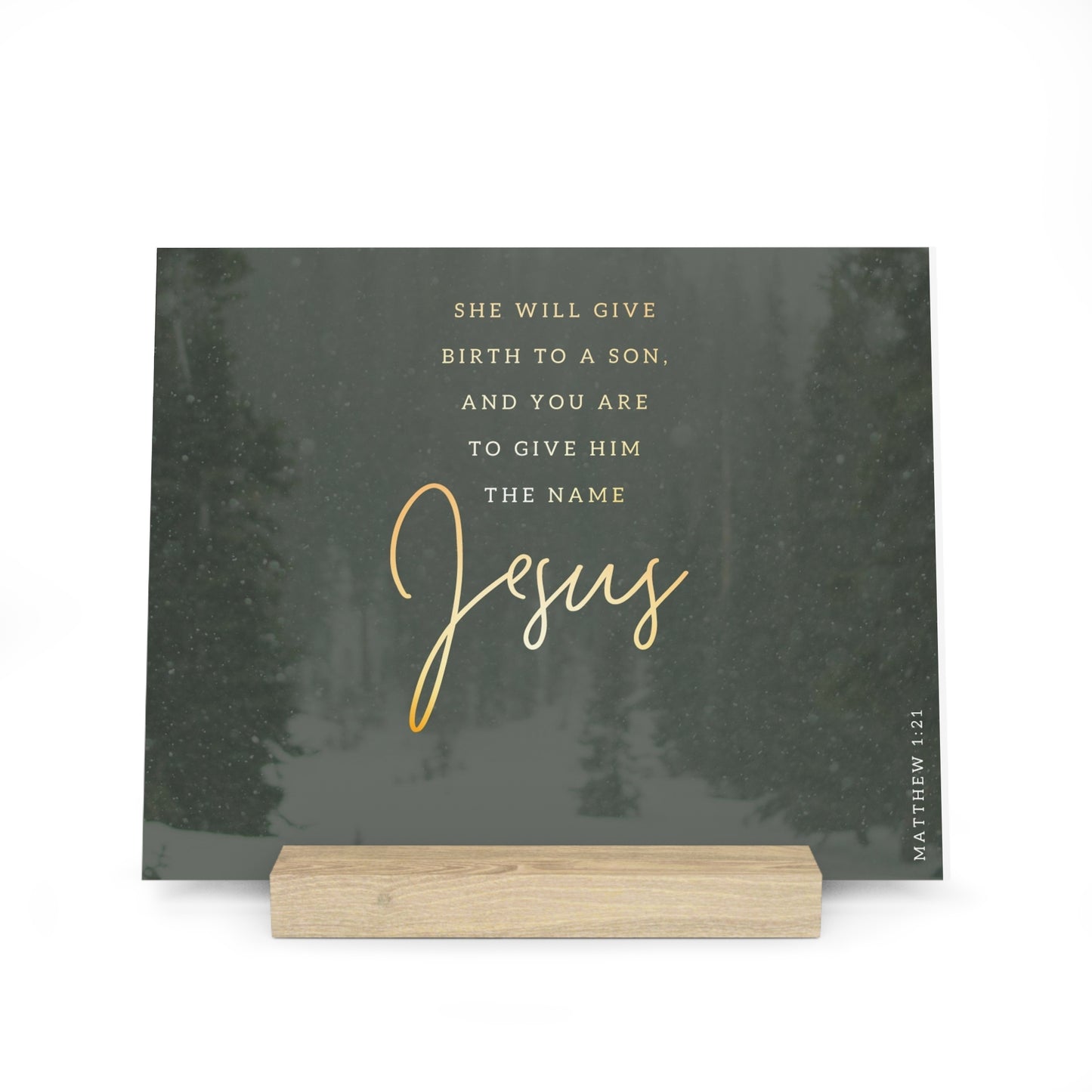 Matthew 1:21 Bible Verse Image, Gallery Board with Stand