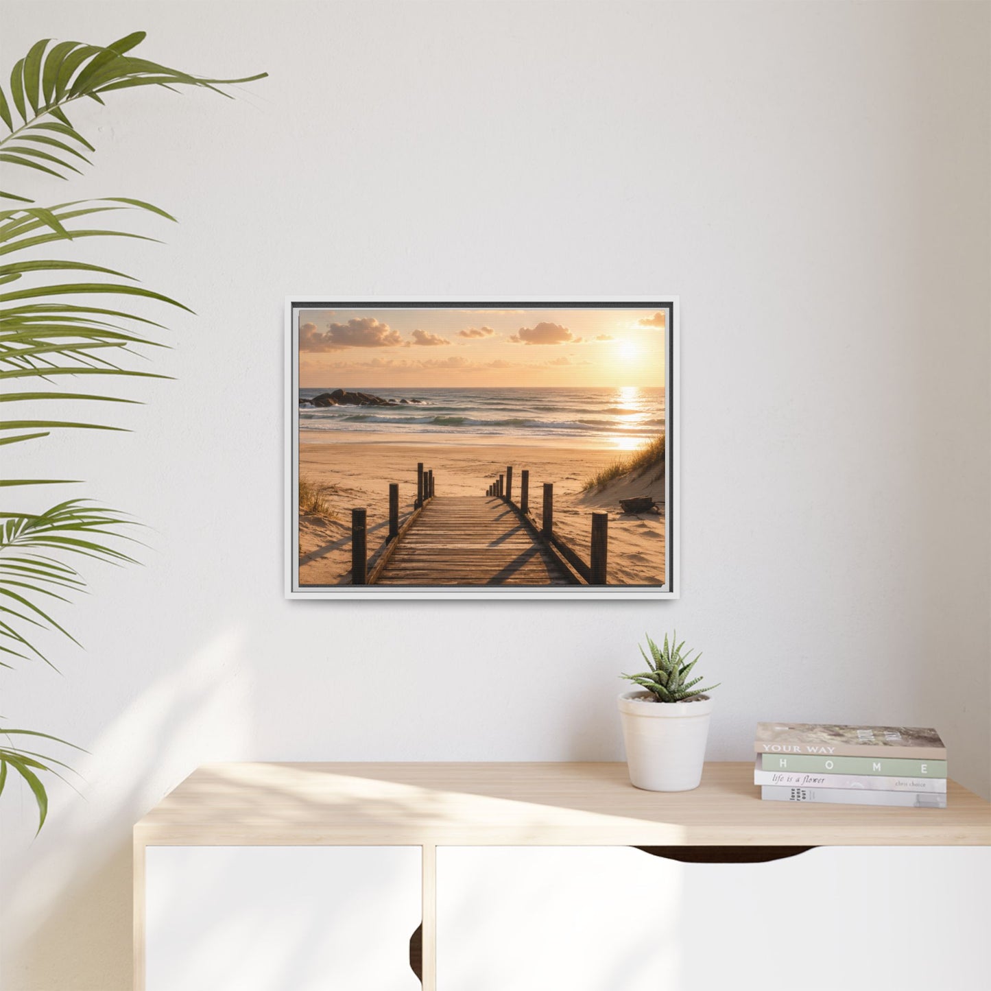 Customizable Beach Scripture Canvas — Personalized Family Beach Scene (Matte Framed)
