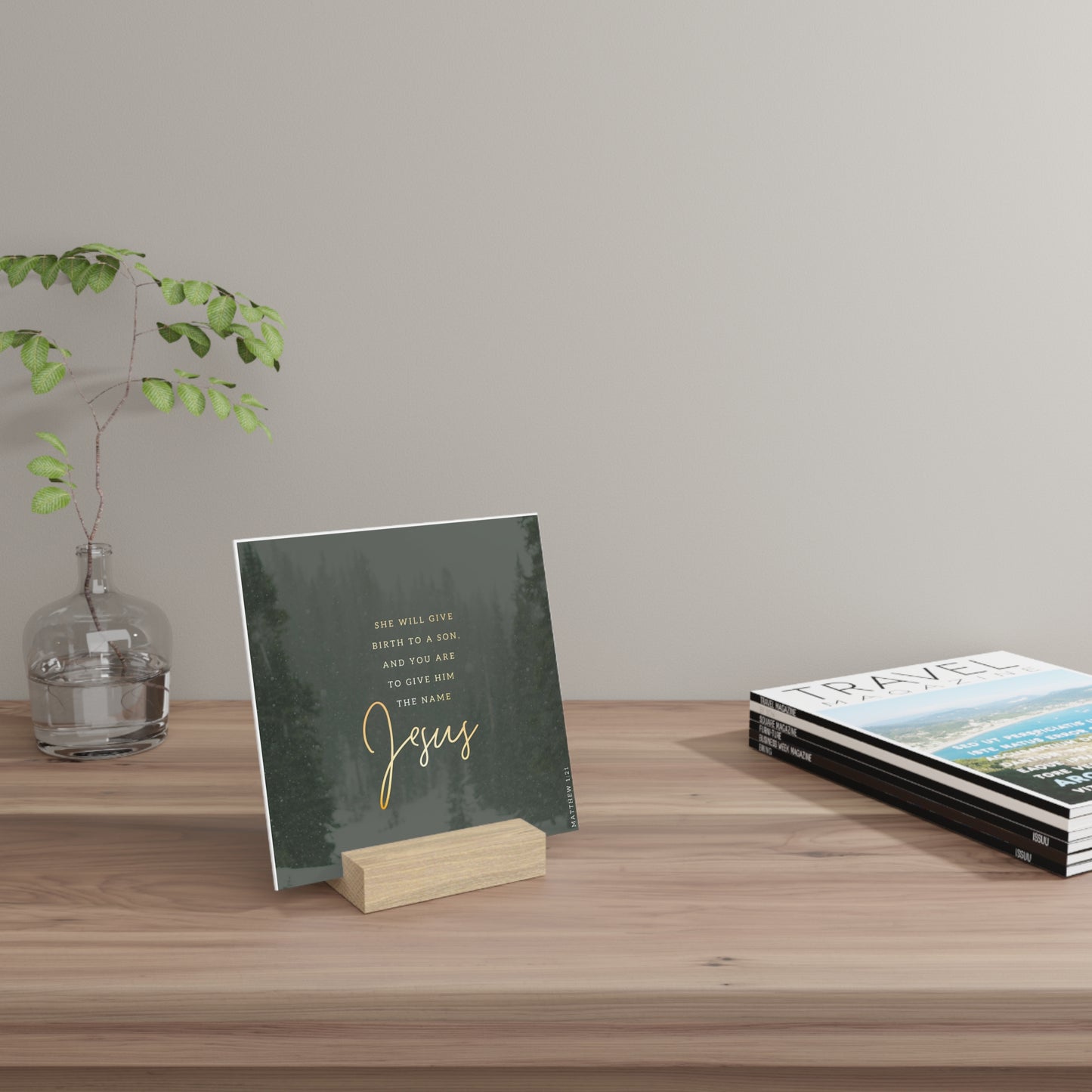 Matthew 1:21 Bible Verse Image, Gallery Board with Stand
