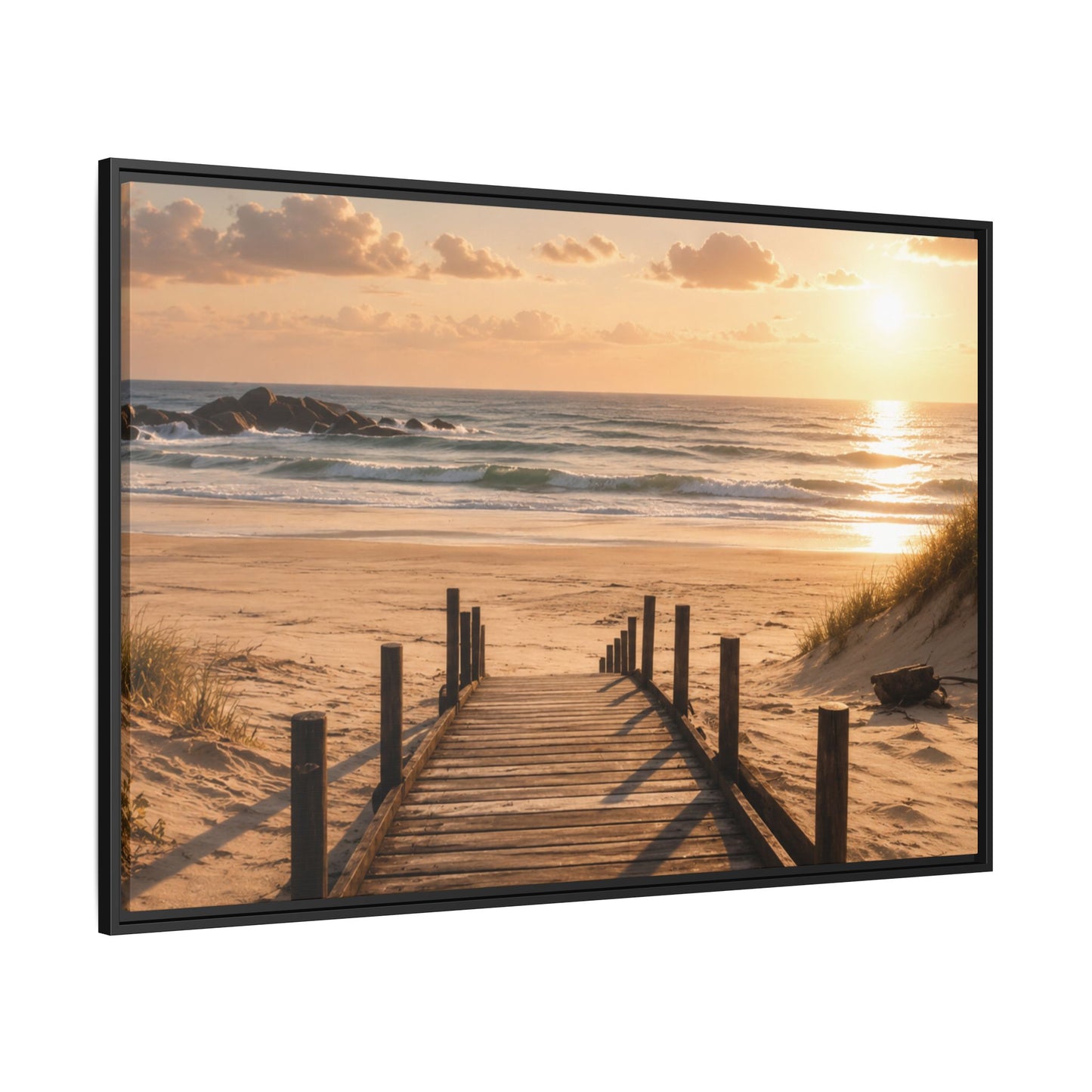 Customizable Beach Scripture Canvas — Personalized Family Beach Scene (Matte Framed)