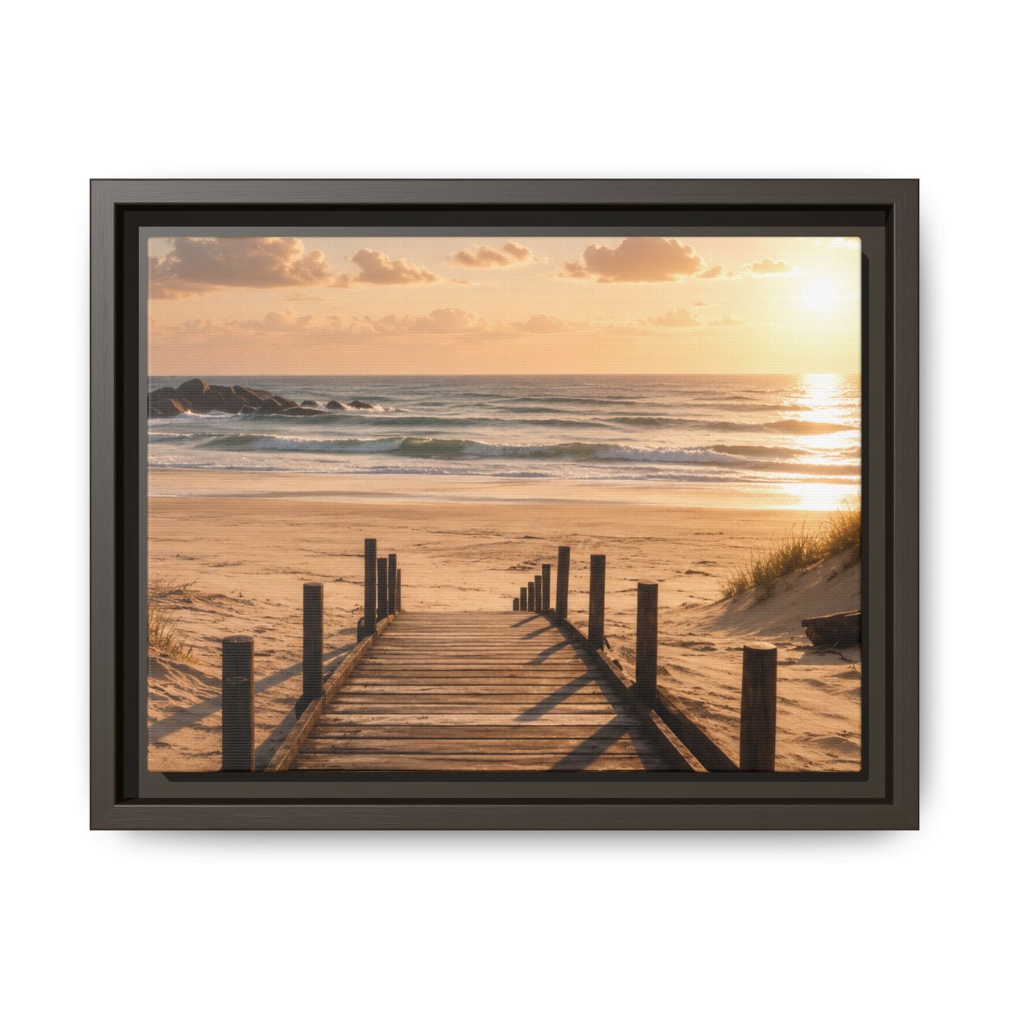 Customizable Beach Scripture Canvas — Personalized Family Beach Scene (Matte Framed)