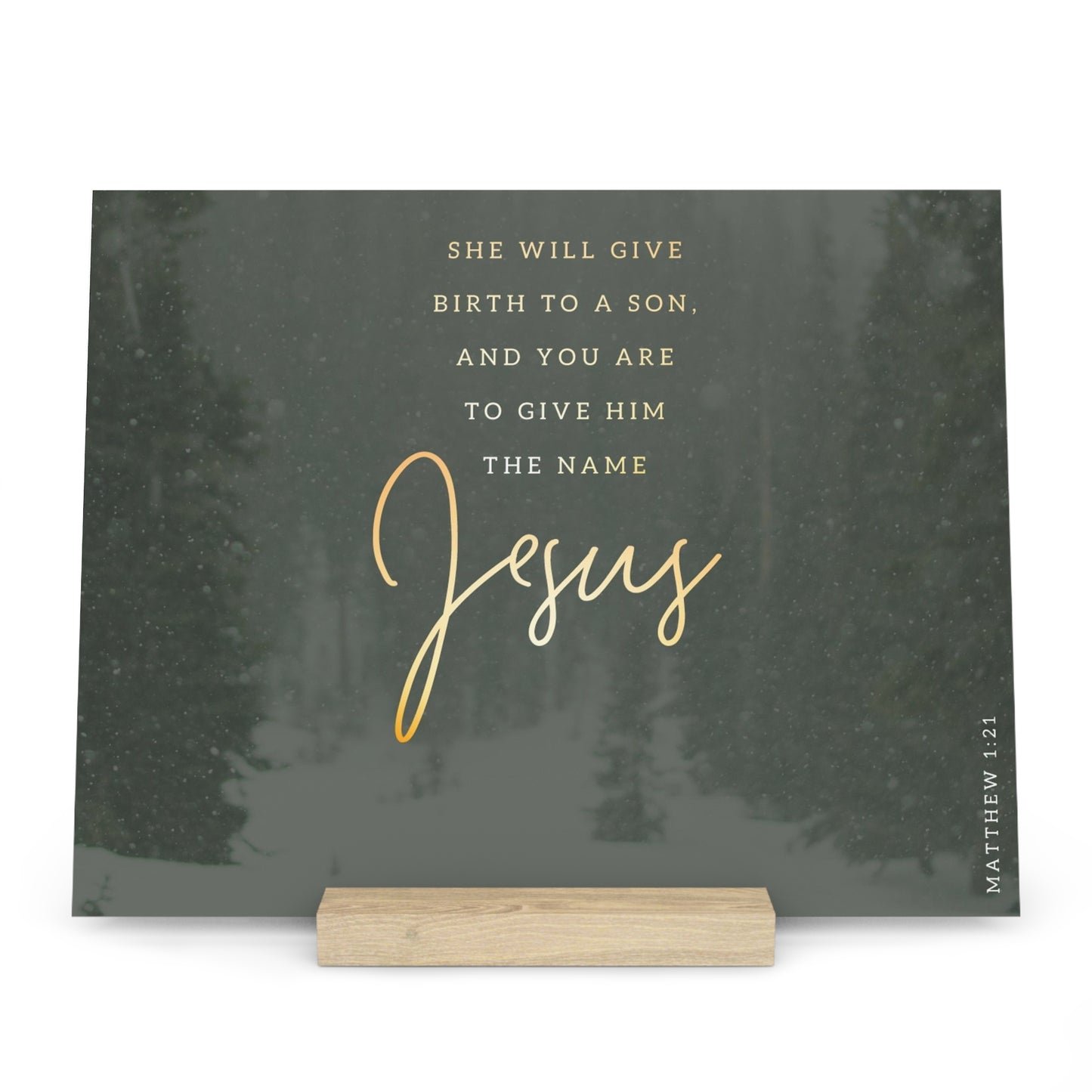 Matthew 1:21 Bible Verse Image, Gallery Board with Stand