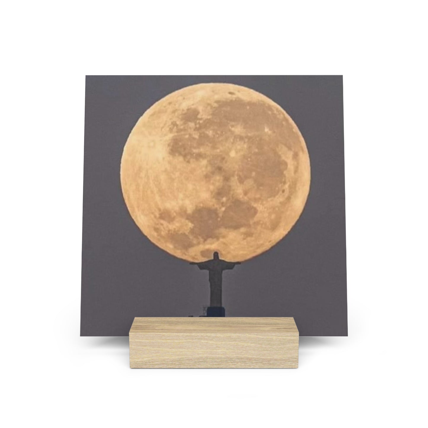 Chris the Redeemer, holding the moon, Canvas Board.