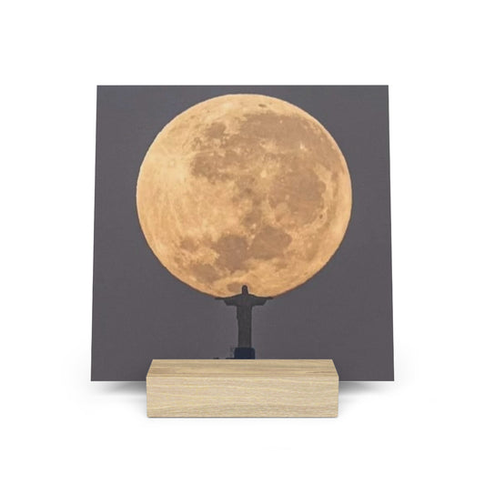 Chris the Redeemer, holding the moon, Canvas Board.