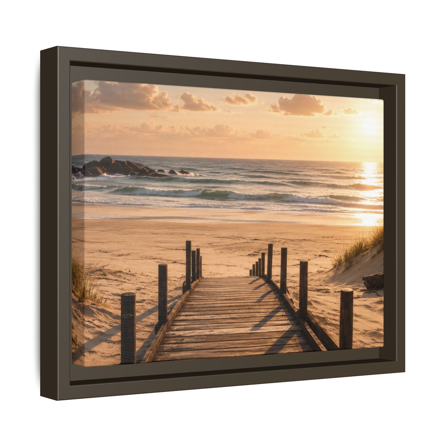 Customizable Beach Scripture Canvas — Personalized Family Beach Scene (Matte Framed)