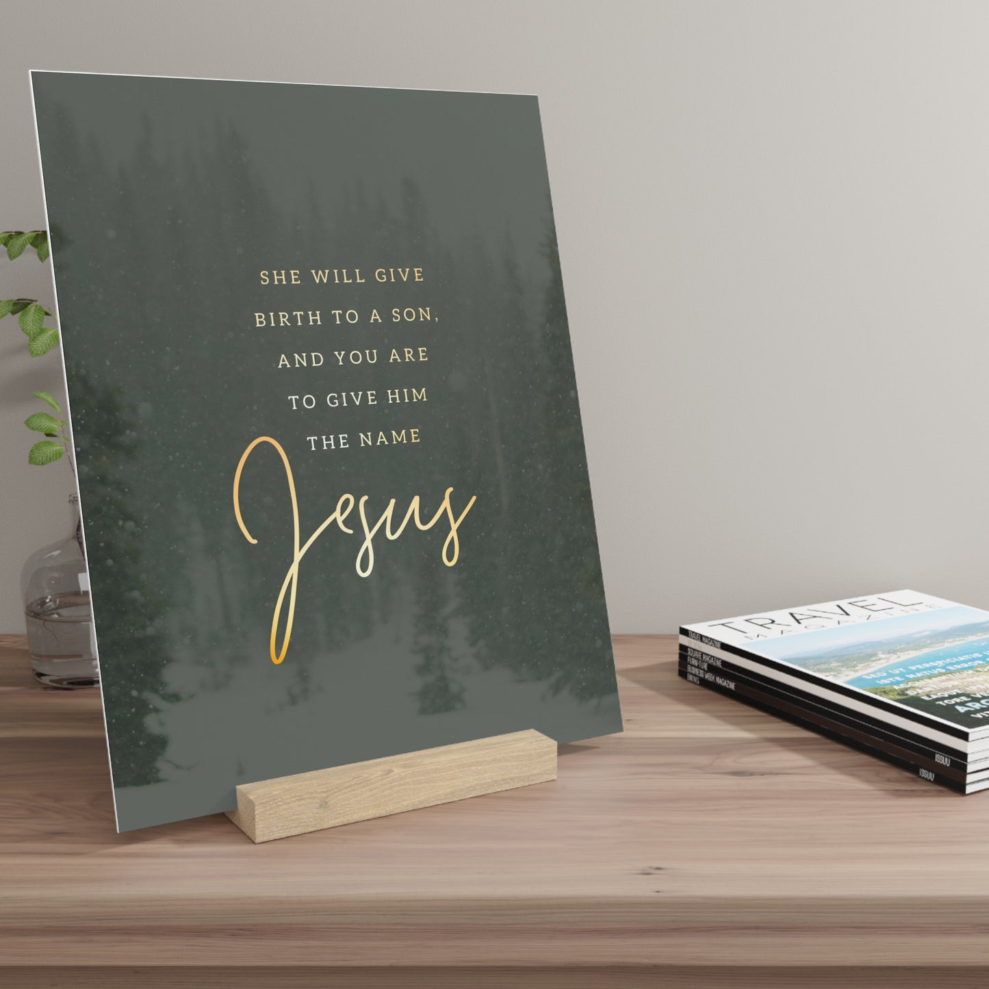 Matthew 1:21 Bible Verse Image, Gallery Board with Stand