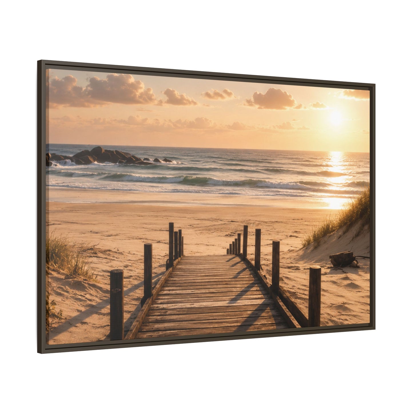 Customizable Beach Scripture Canvas — Personalized Family Beach Scene (Matte Framed)