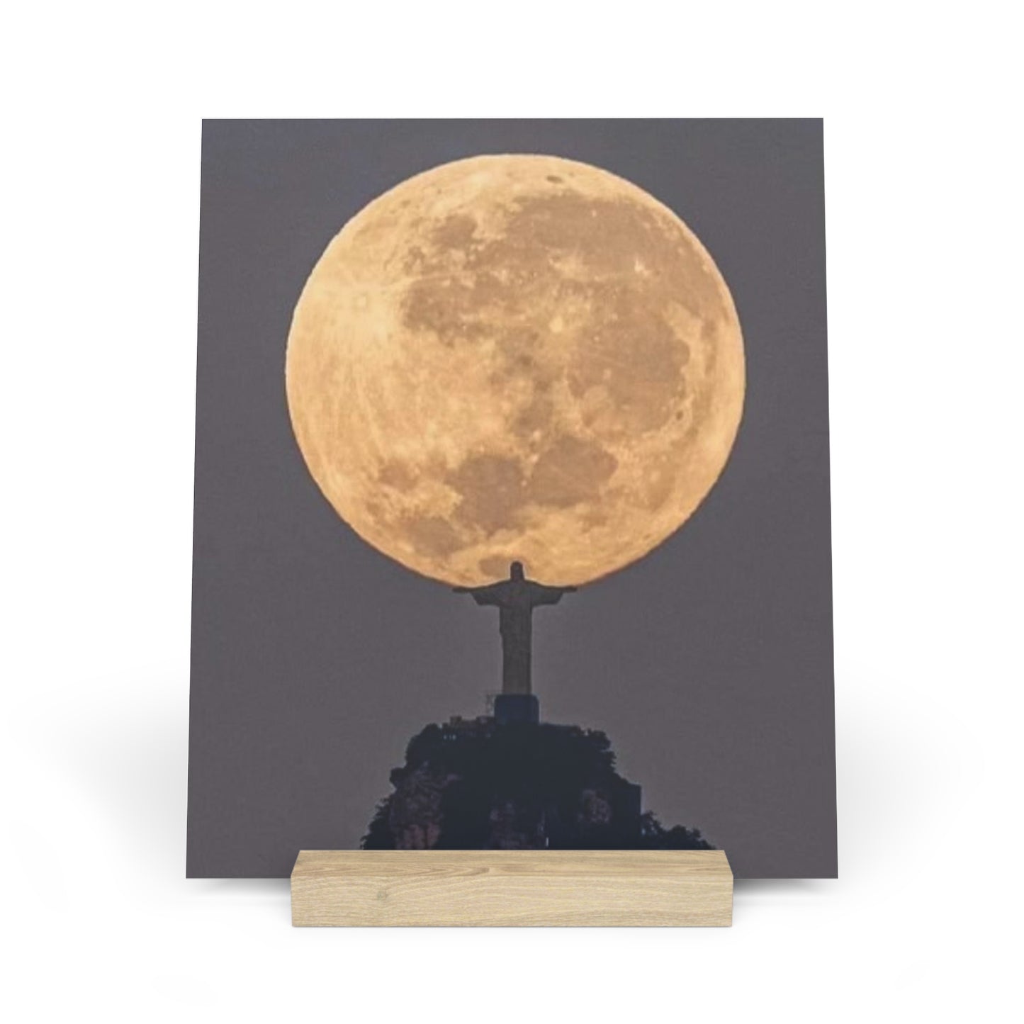 Chris the Redeemer, holding the moon, Canvas Board.