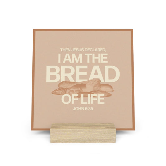 John 6:35, Bible Verse Image, Gallery Board with Stand