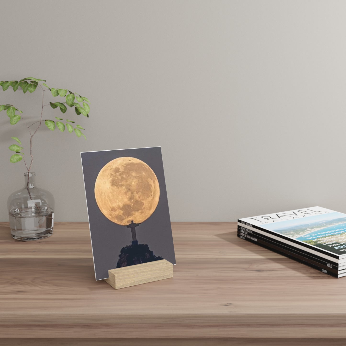 Chris the Redeemer, holding the moon, Canvas Board.