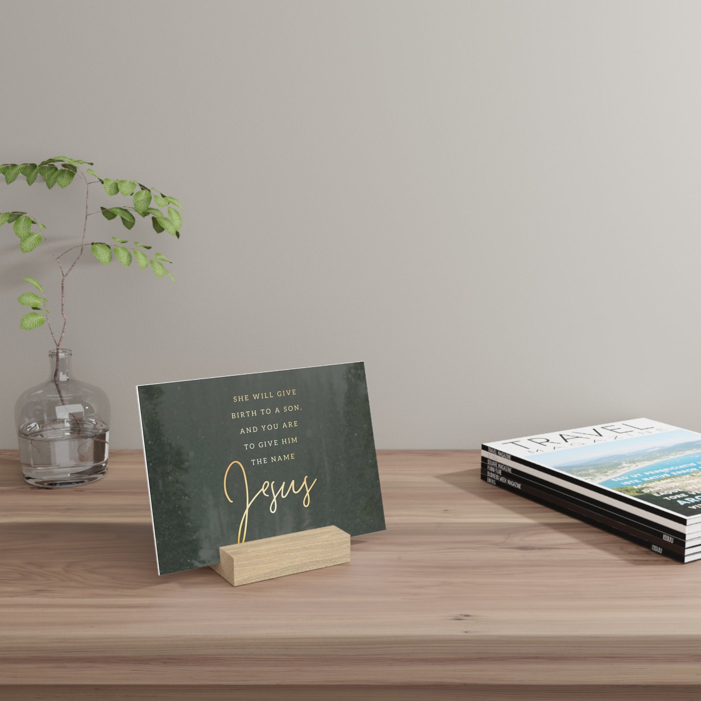 Matthew 1:21 Bible Verse Image, Gallery Board with Stand