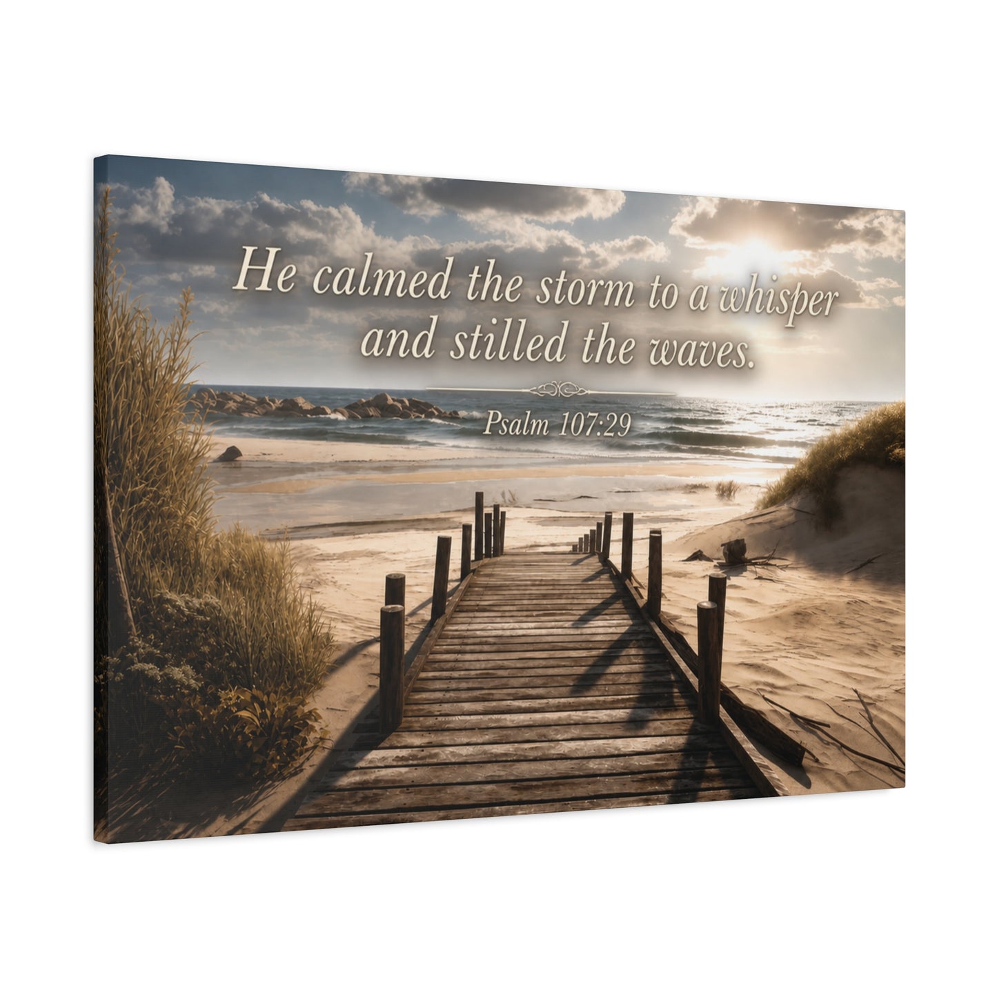 Personalized Beach Scripture Matte Canvas - Stretched Wall Art