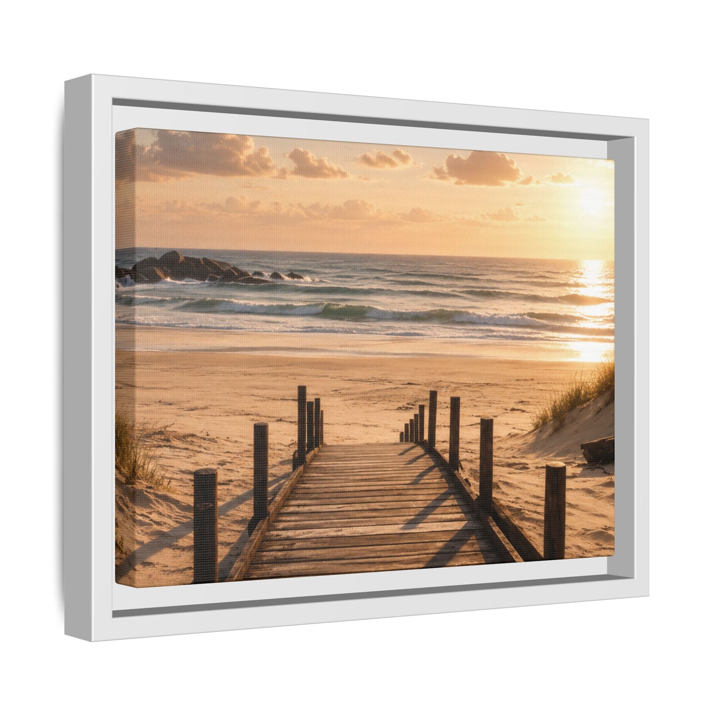 Customizable Beach Scripture Canvas — Personalized Family Beach Scene (Matte Framed)