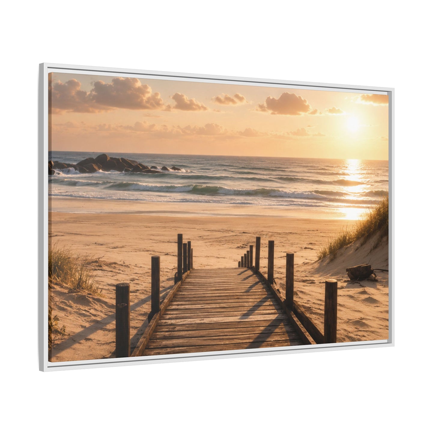 Customizable Beach Scripture Canvas — Personalized Family Beach Scene (Matte Framed)