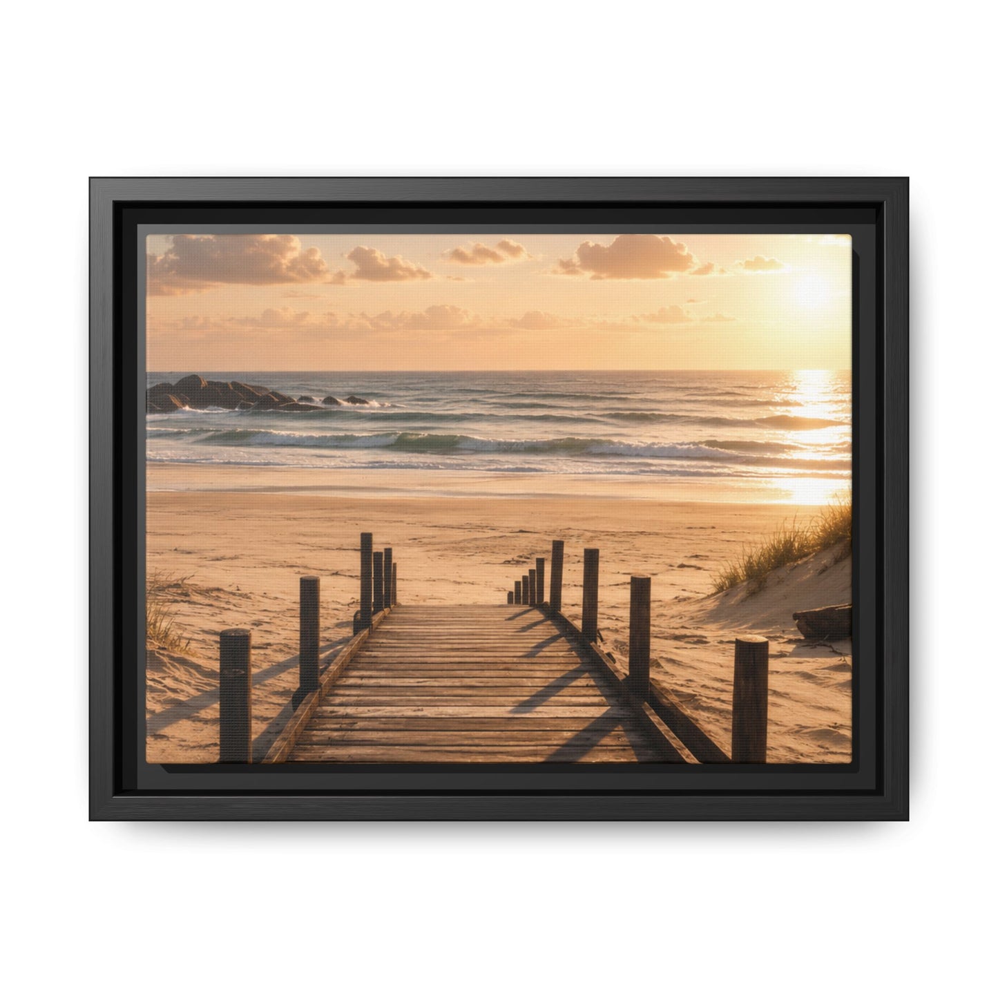 Customizable Beach Scripture Canvas — Personalized Family Beach Scene (Matte Framed)