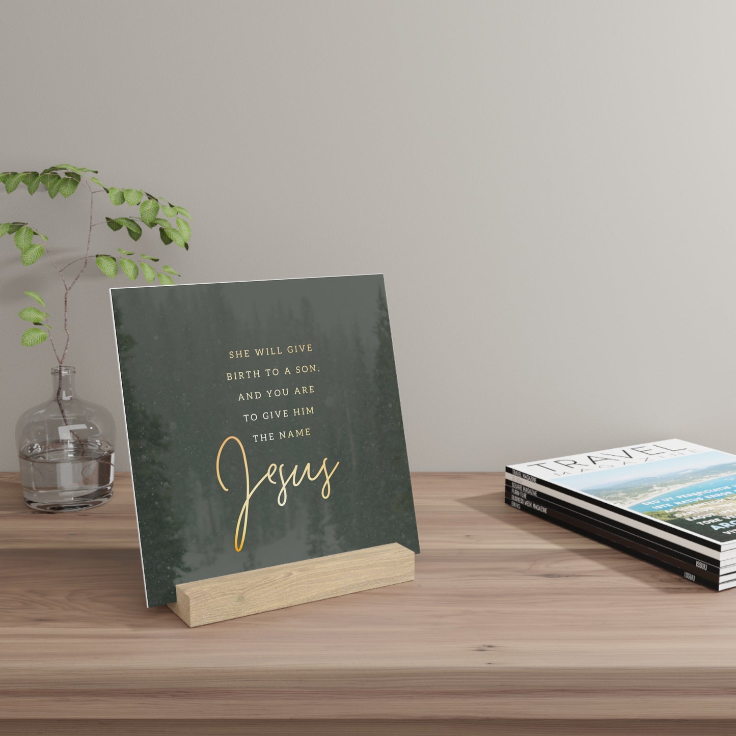 Matthew 1:21 Bible Verse Image, Gallery Board with Stand