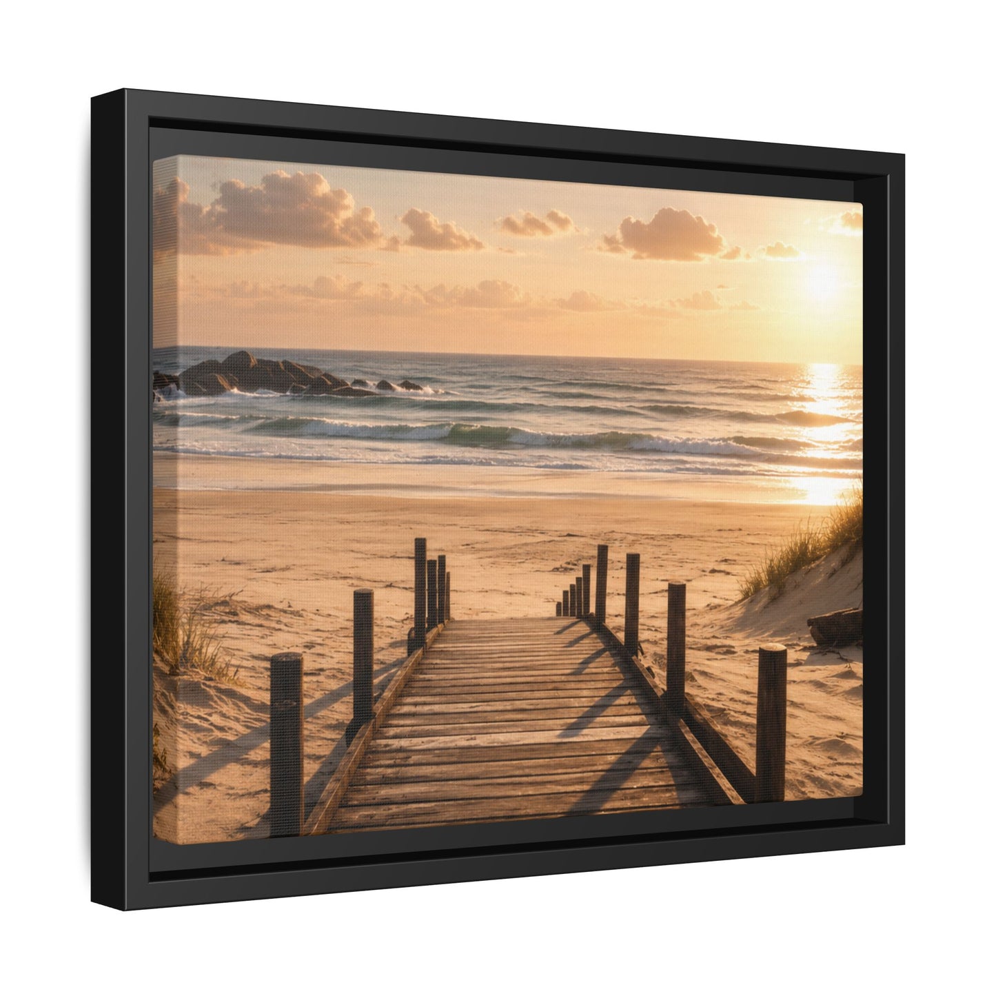 Customizable Beach Scripture Canvas — Personalized Family Beach Scene (Matte Framed)