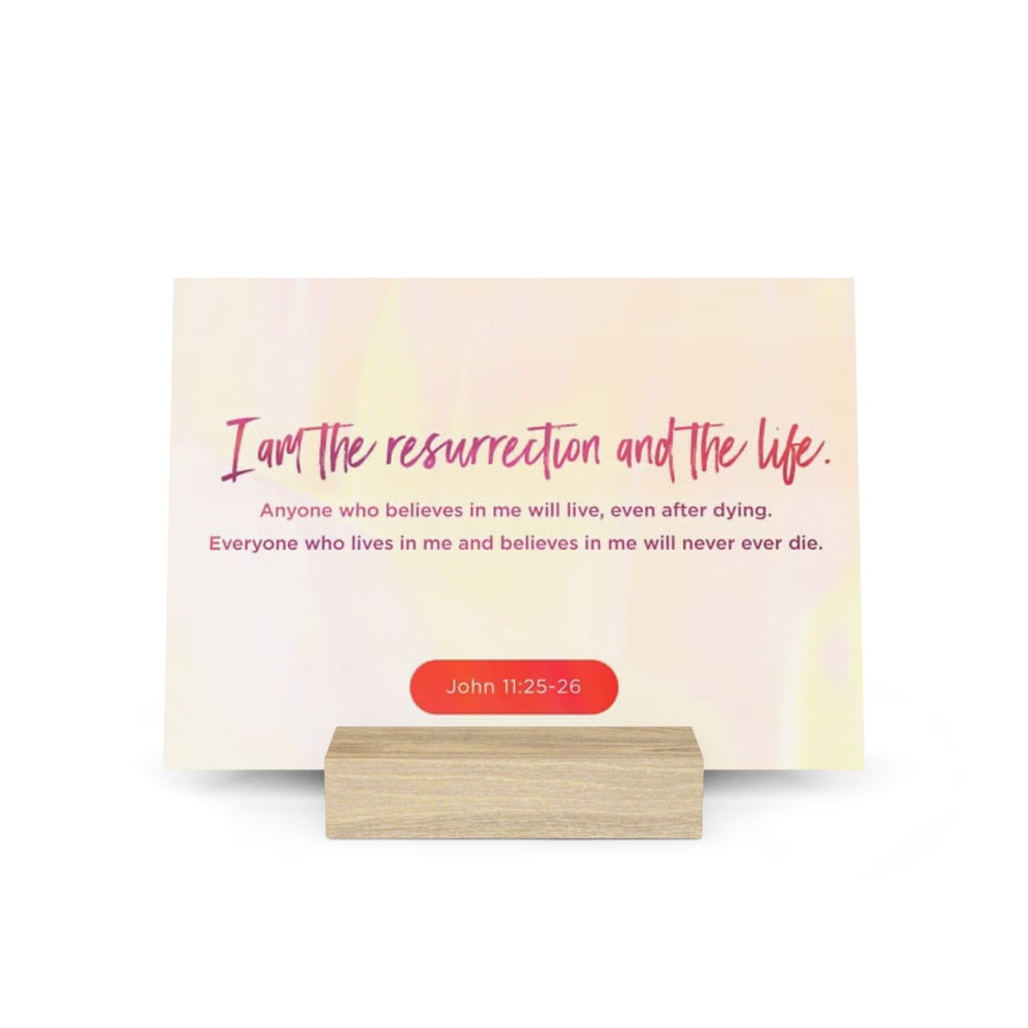John 11:25-26 Bible Verse Image, Gallery Board with Stand