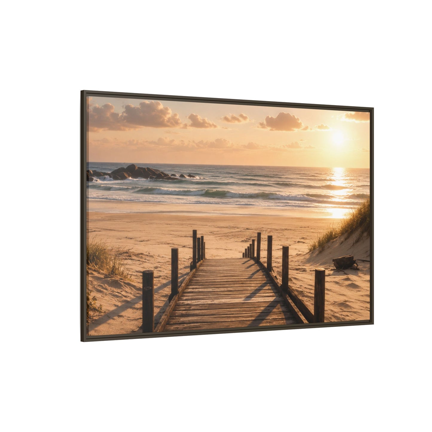 Customizable Beach Scripture Canvas — Personalized Family Beach Scene (Matte Framed)