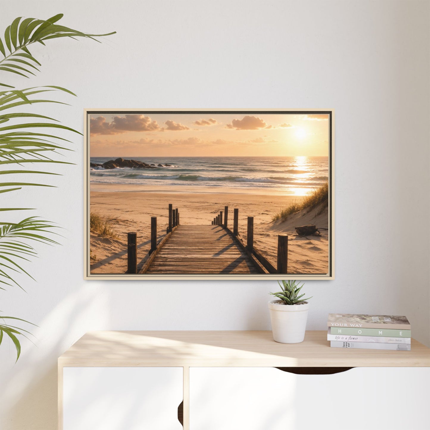 Customizable Beach Scripture Canvas — Personalized Family Beach Scene (Matte Framed)