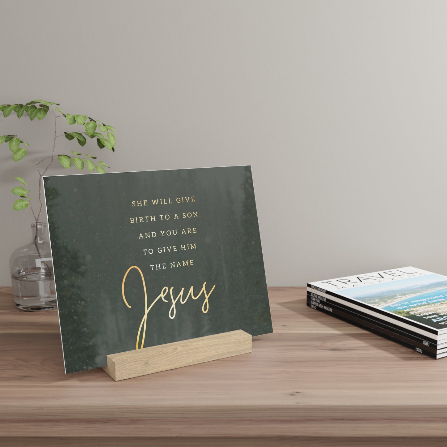 Matthew 1:21 Bible Verse Image, Gallery Board with Stand