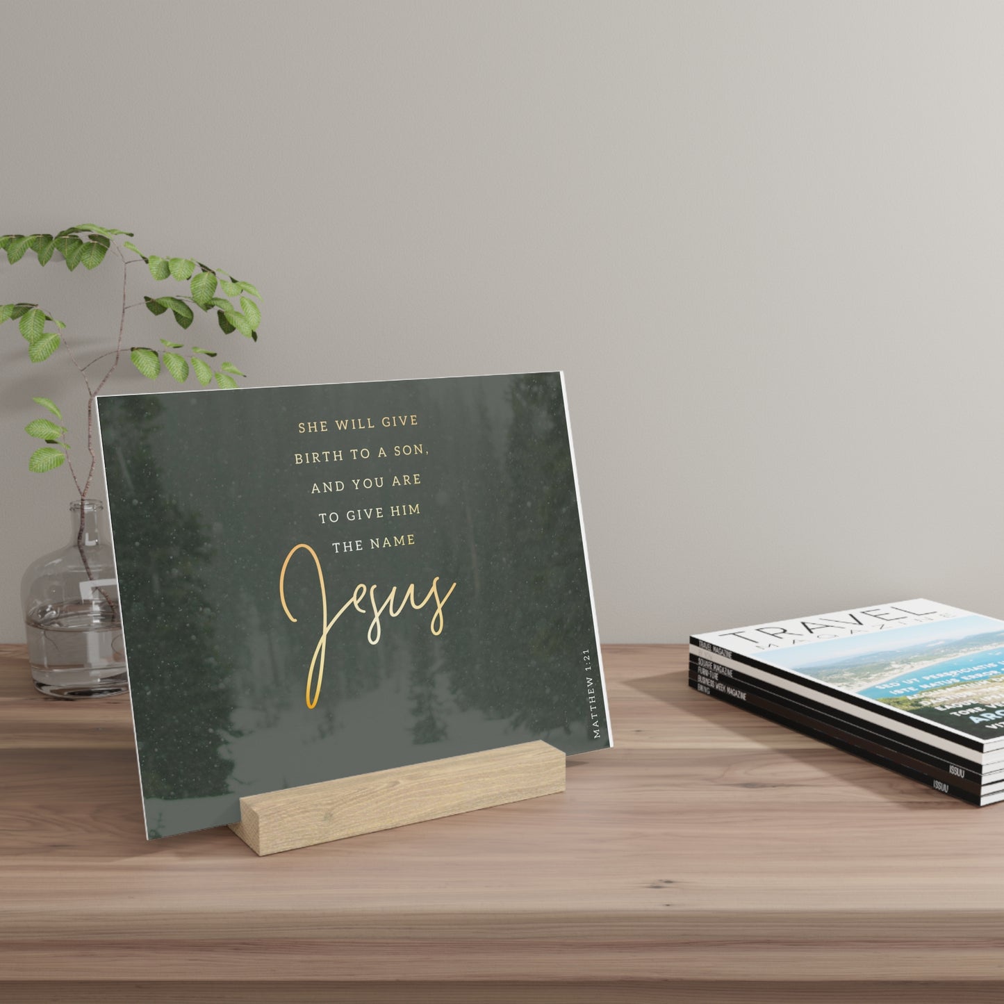 Matthew 1:21 Bible Verse Image, Gallery Board with Stand