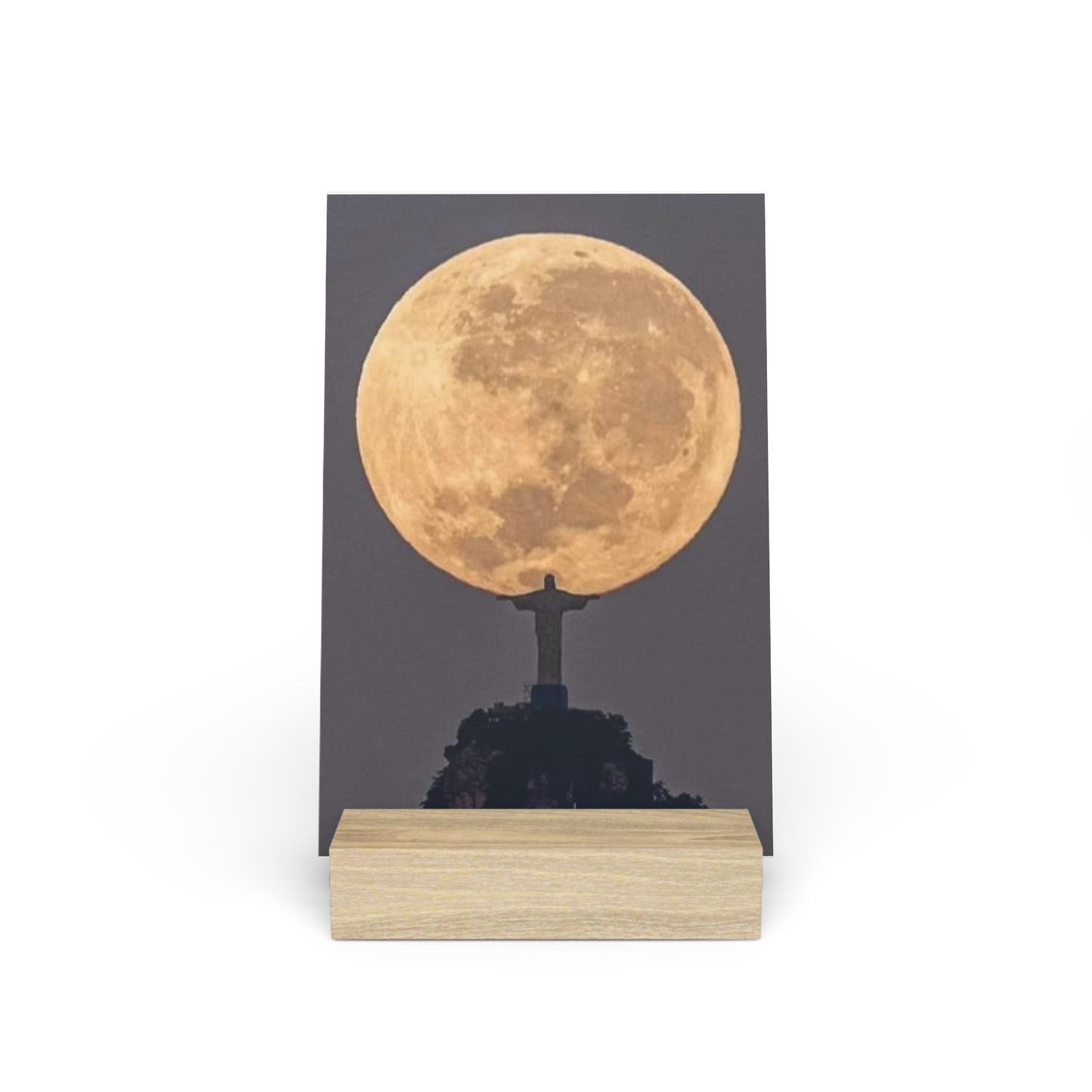 Chris the Redeemer, holding the moon, Canvas Board.