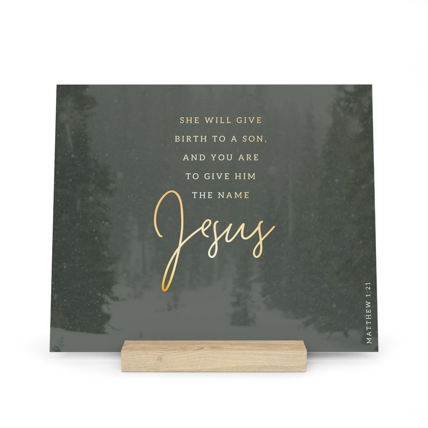 Matthew 1:21 Bible Verse Image, Gallery Board with Stand