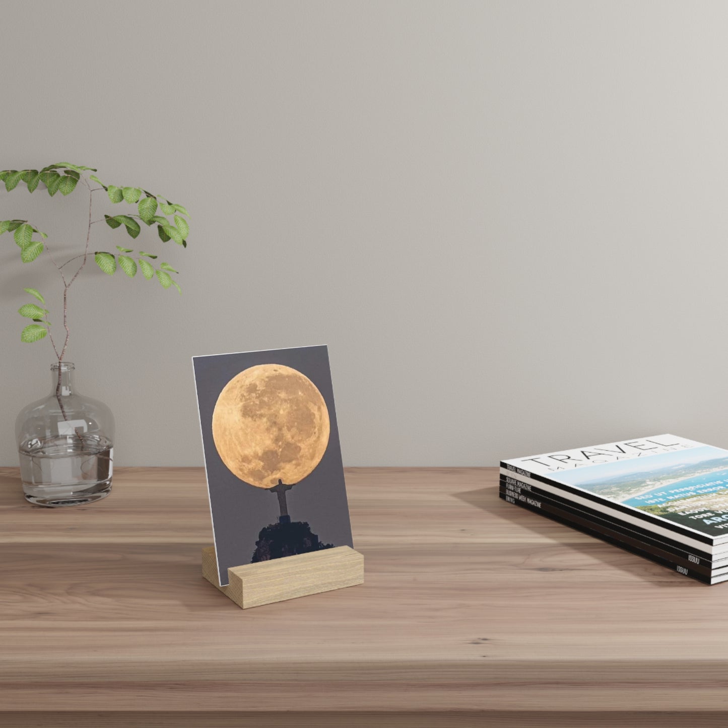 Chris the Redeemer, holding the moon, Canvas Board.