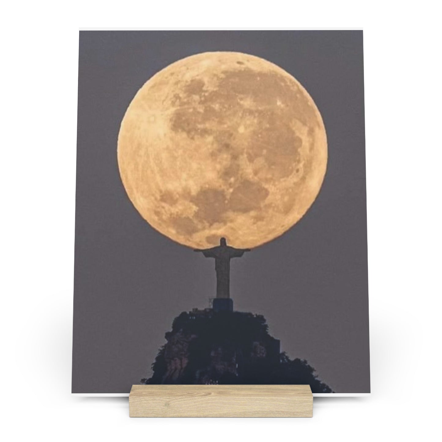 Chris the Redeemer, holding the moon, Canvas Board.