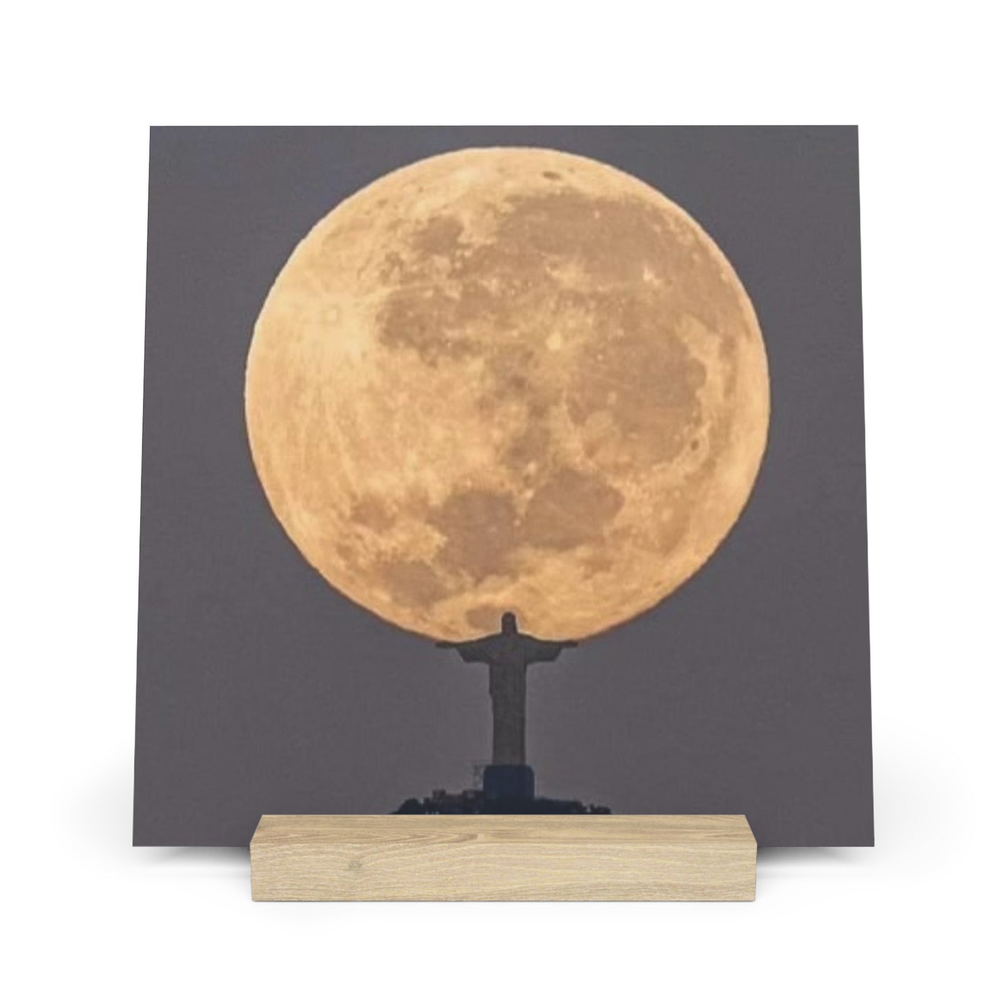 Chris the Redeemer, holding the moon, Canvas Board.