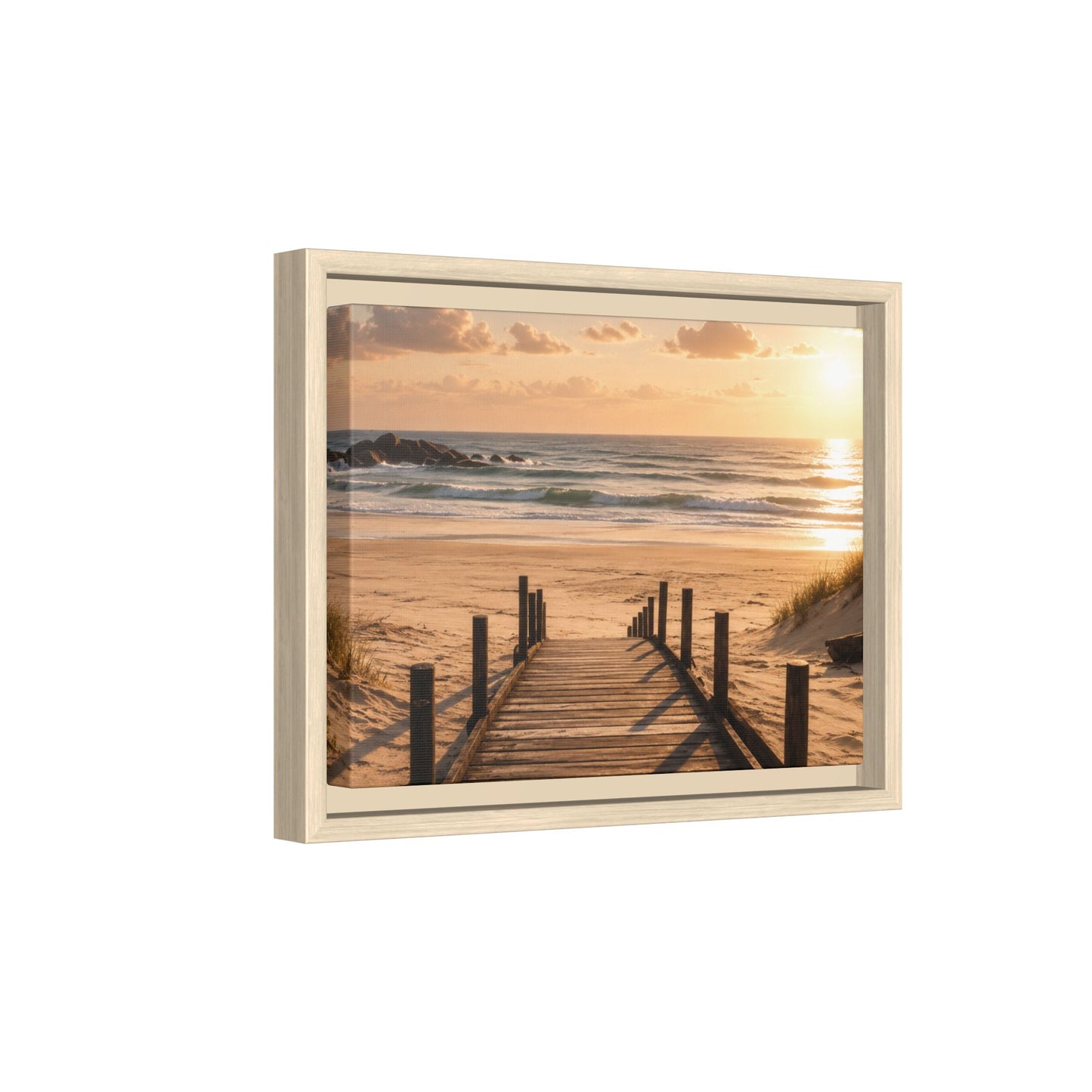 Customizable Beach Scripture Canvas — Personalized Family Beach Scene (Matte Framed)