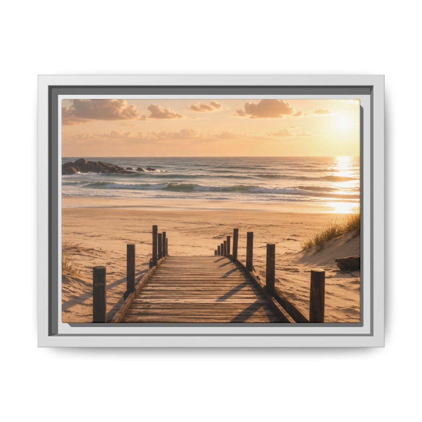 Customizable Beach Scripture Canvas — Personalized Family Beach Scene (Matte Framed)