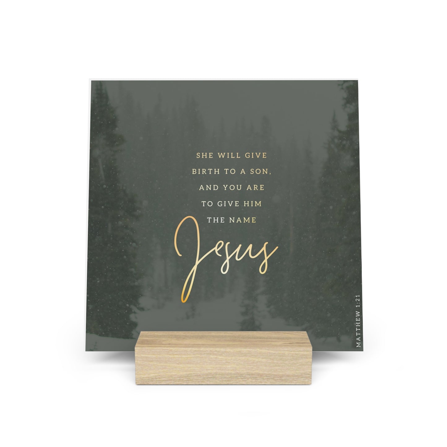 Matthew 1:21 Bible Verse Image, Gallery Board with Stand