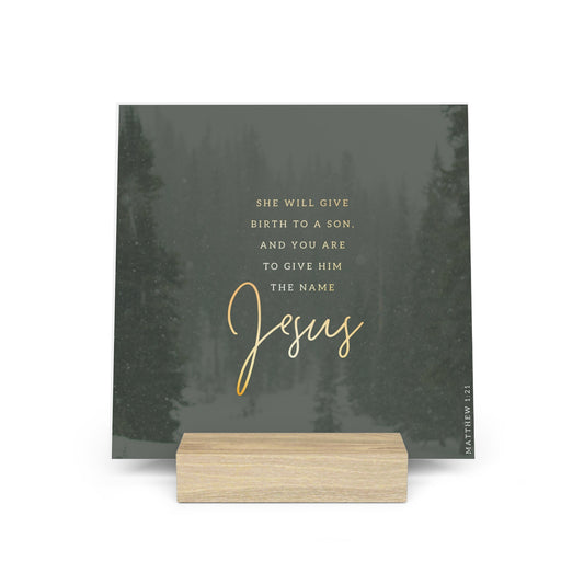 Matthew 1:21 Bible Verse Image, Gallery Board with Stand