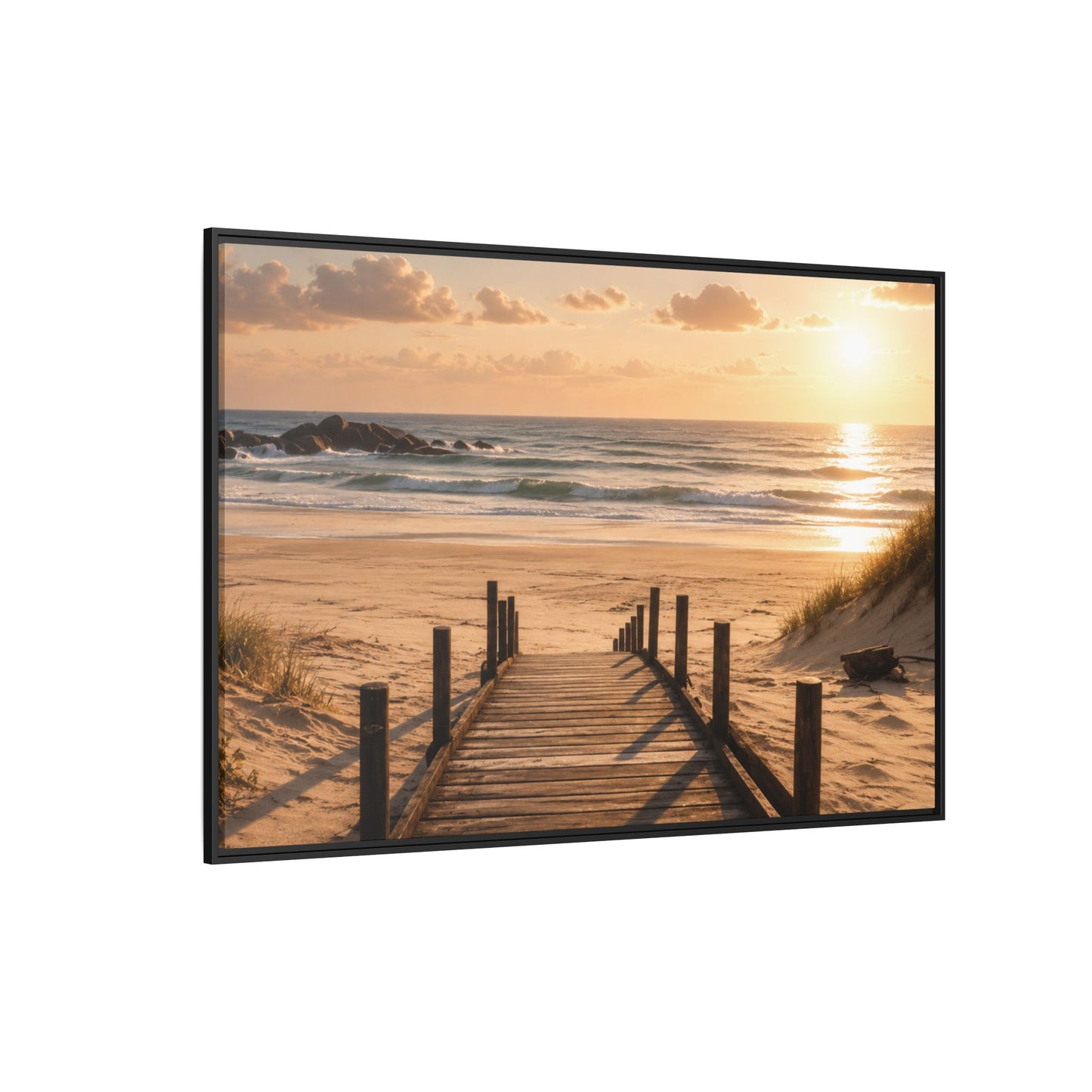 Customizable Beach Scripture Canvas — Personalized Family Beach Scene (Matte Framed)