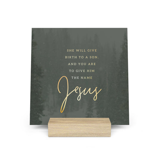 Matthew 1:21 Bible Verse Image, Gallery Board with Stand