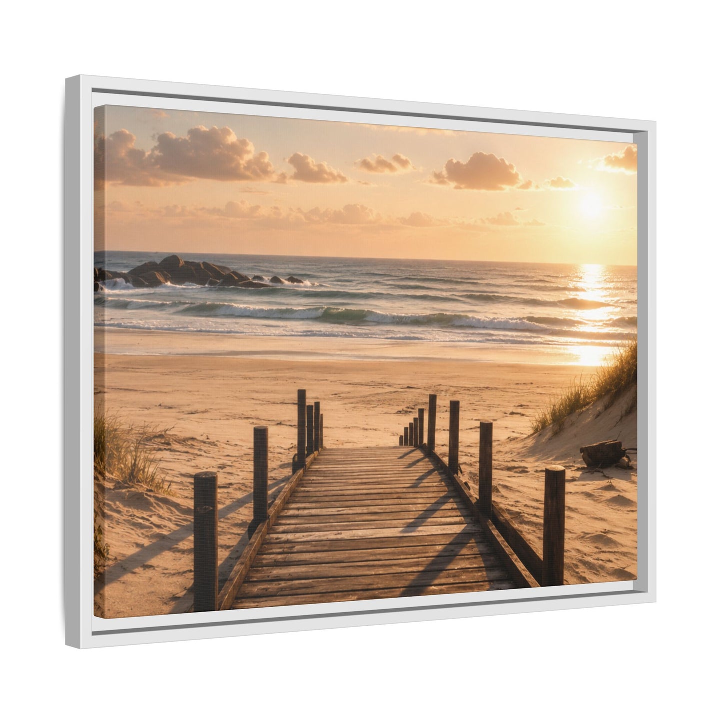 Customizable Beach Scripture Canvas — Personalized Family Beach Scene (Matte Framed)