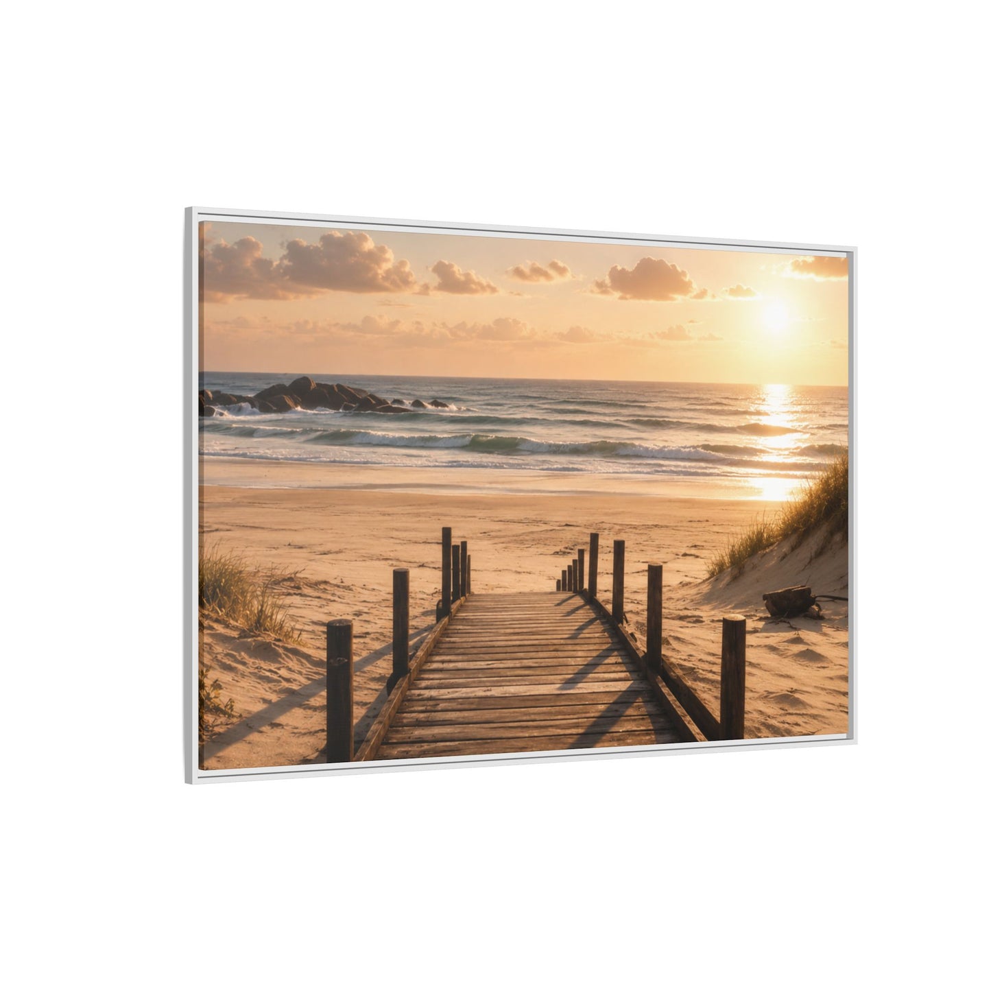 Customizable Beach Scripture Canvas — Personalized Family Beach Scene (Matte Framed)