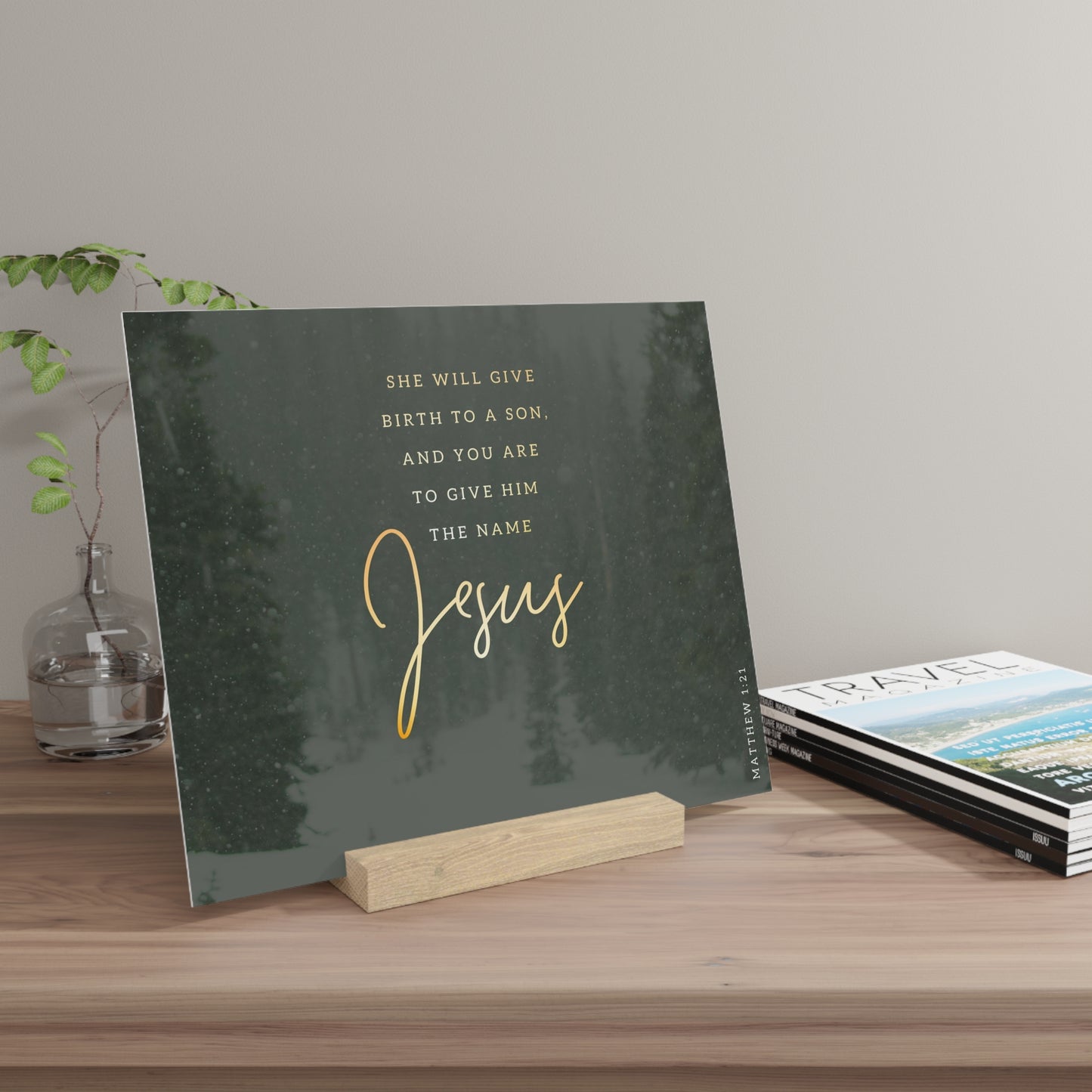 Matthew 1:21 Bible Verse Image, Gallery Board with Stand