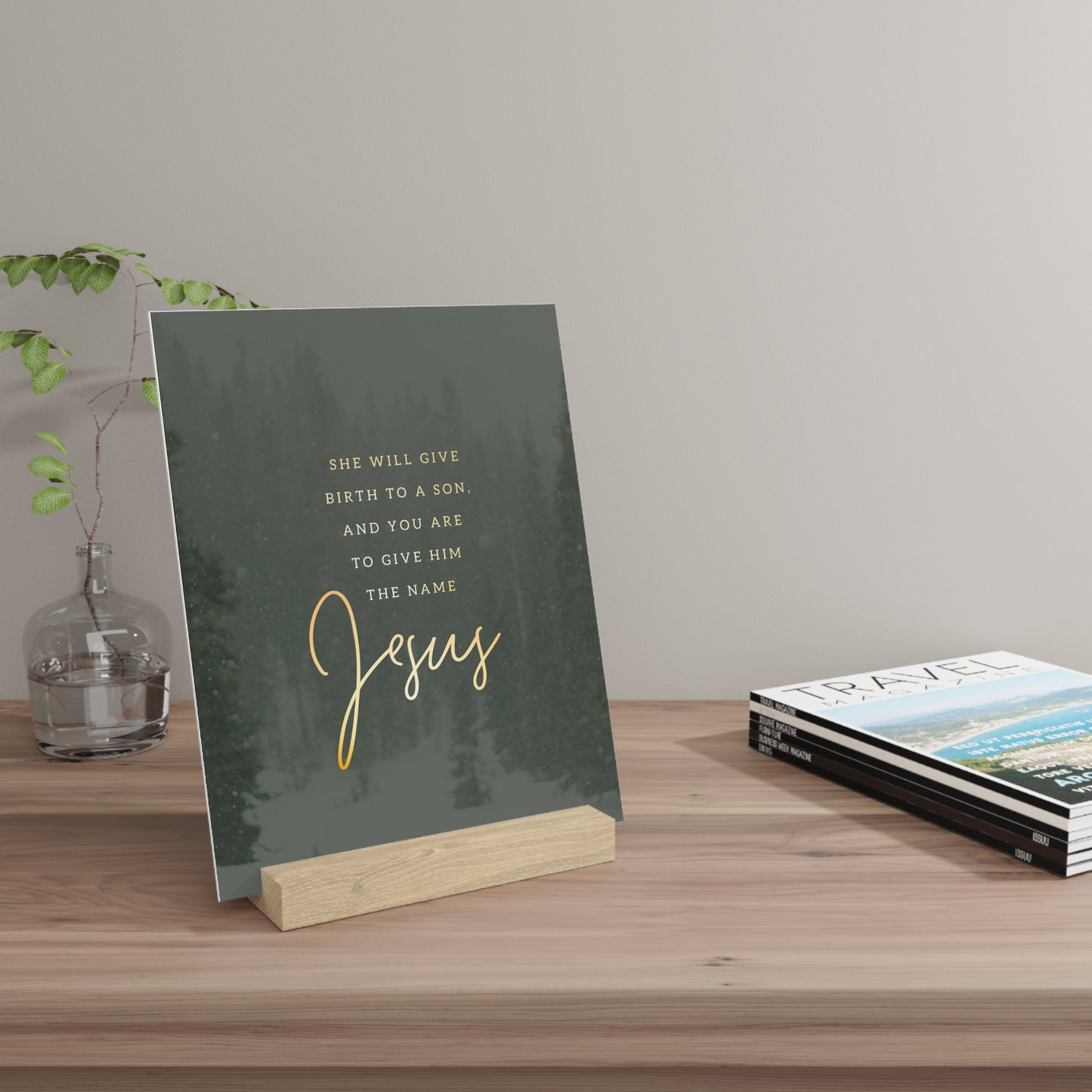 Matthew 1:21 Bible Verse Image, Gallery Board with Stand
