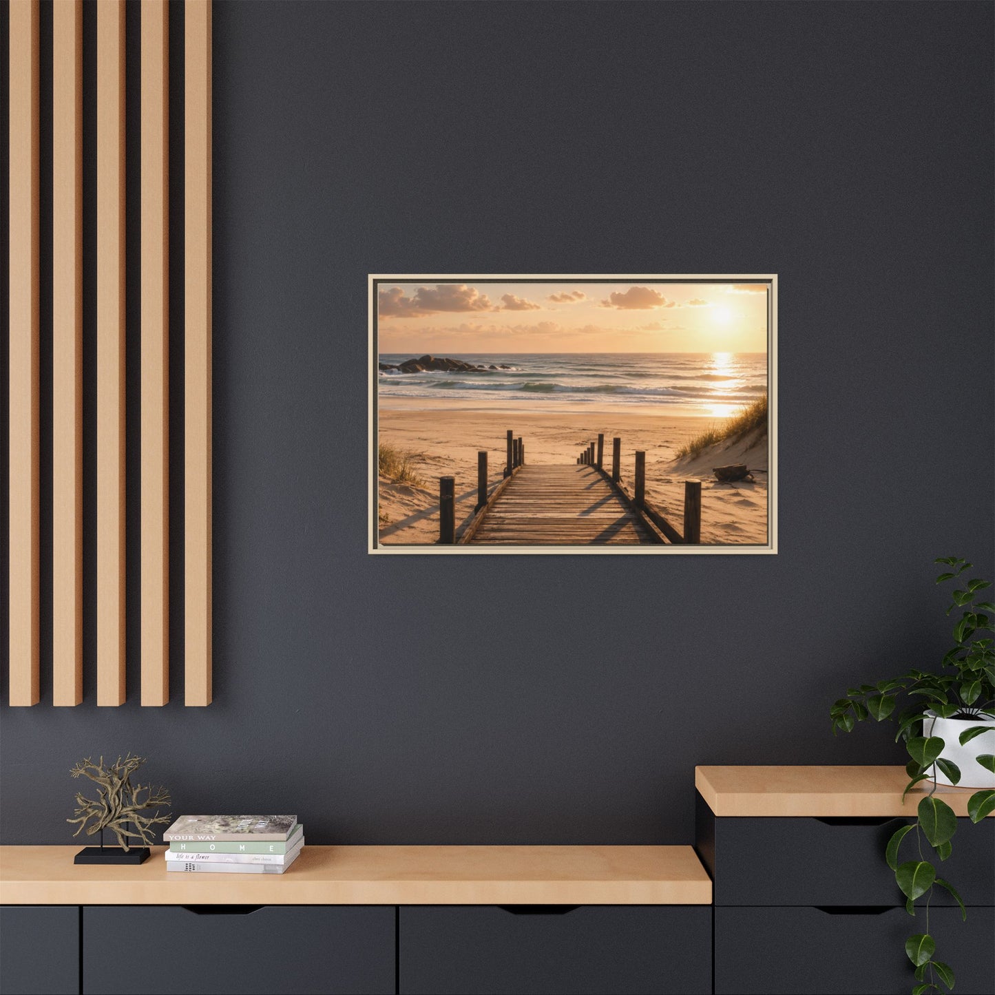 Customizable Beach Scripture Canvas — Personalized Family Beach Scene (Matte Framed)