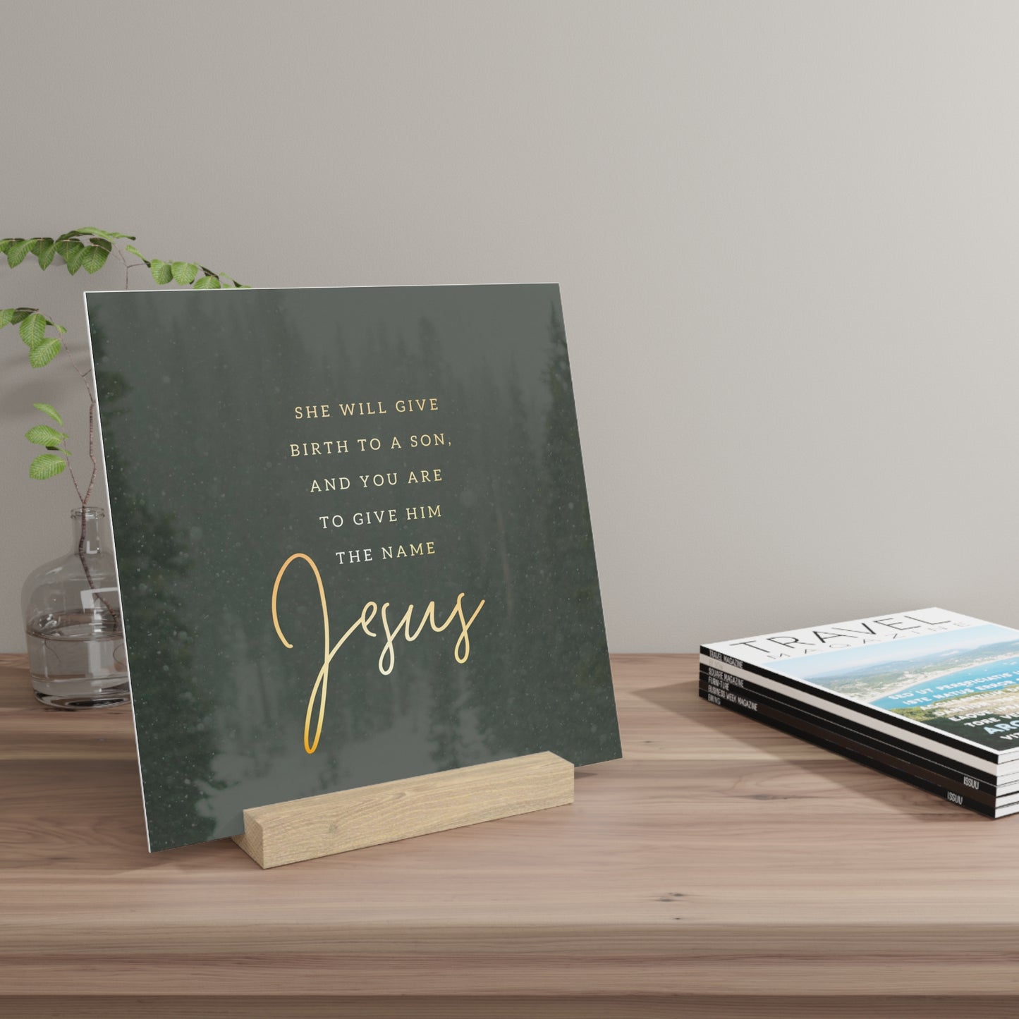 Matthew 1:21 Bible Verse Image, Gallery Board with Stand