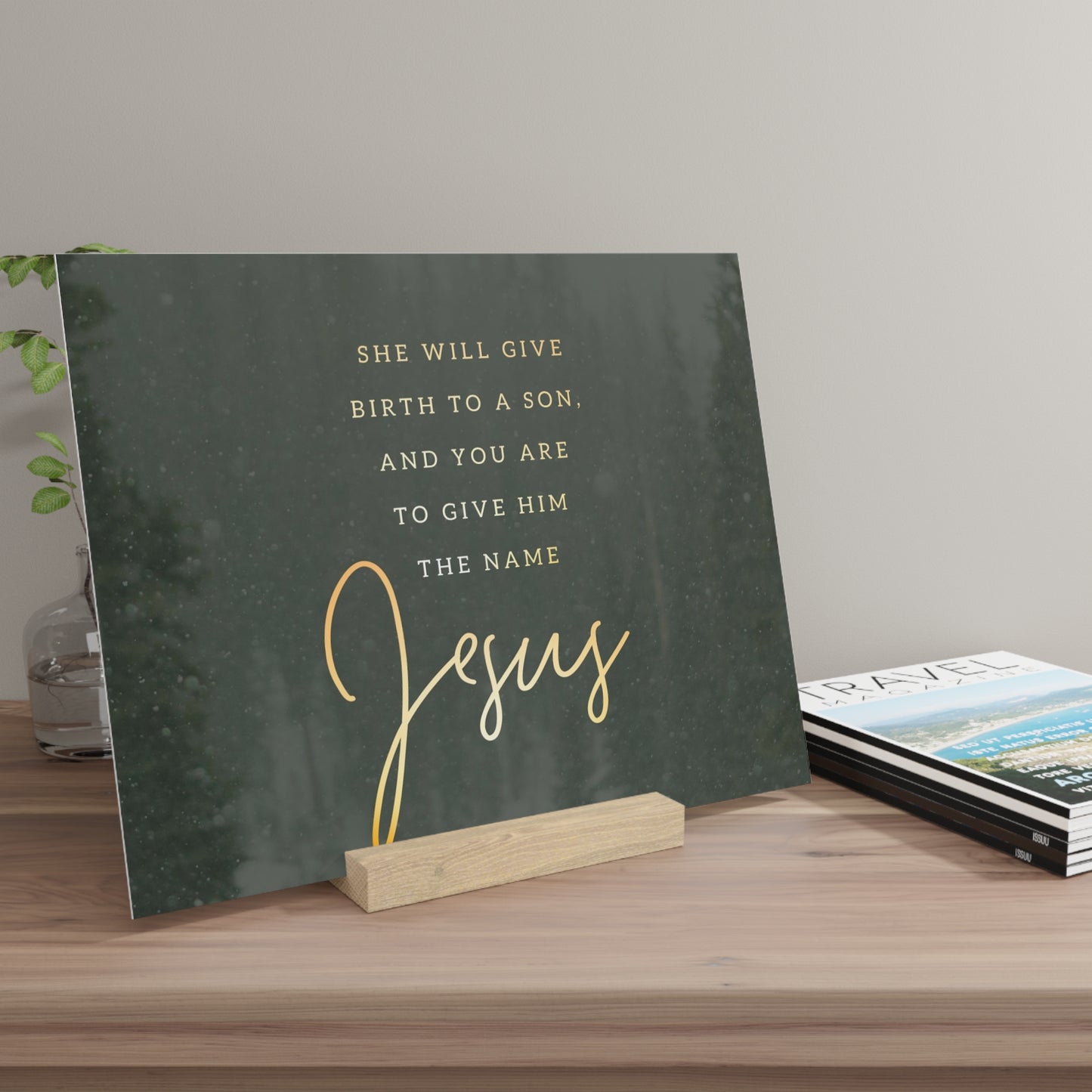 Matthew 1:21 Bible Verse Image, Gallery Board with Stand