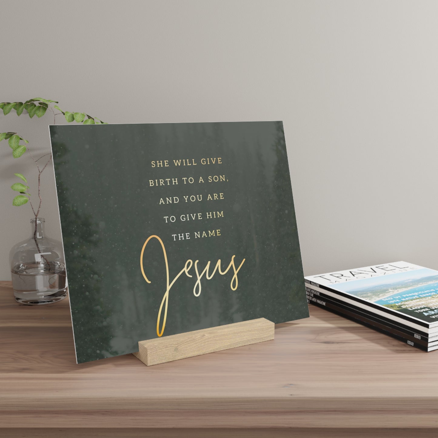 Matthew 1:21 Bible Verse Image, Gallery Board with Stand