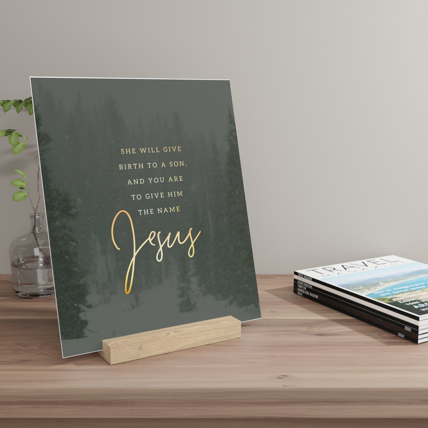 Matthew 1:21 Bible Verse Image, Gallery Board with Stand