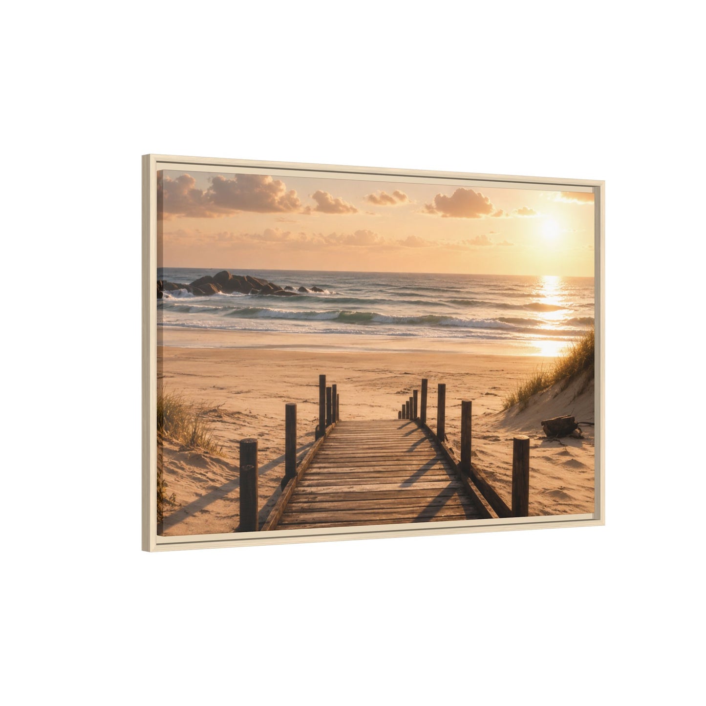Customizable Beach Scripture Canvas — Personalized Family Beach Scene (Matte Framed)