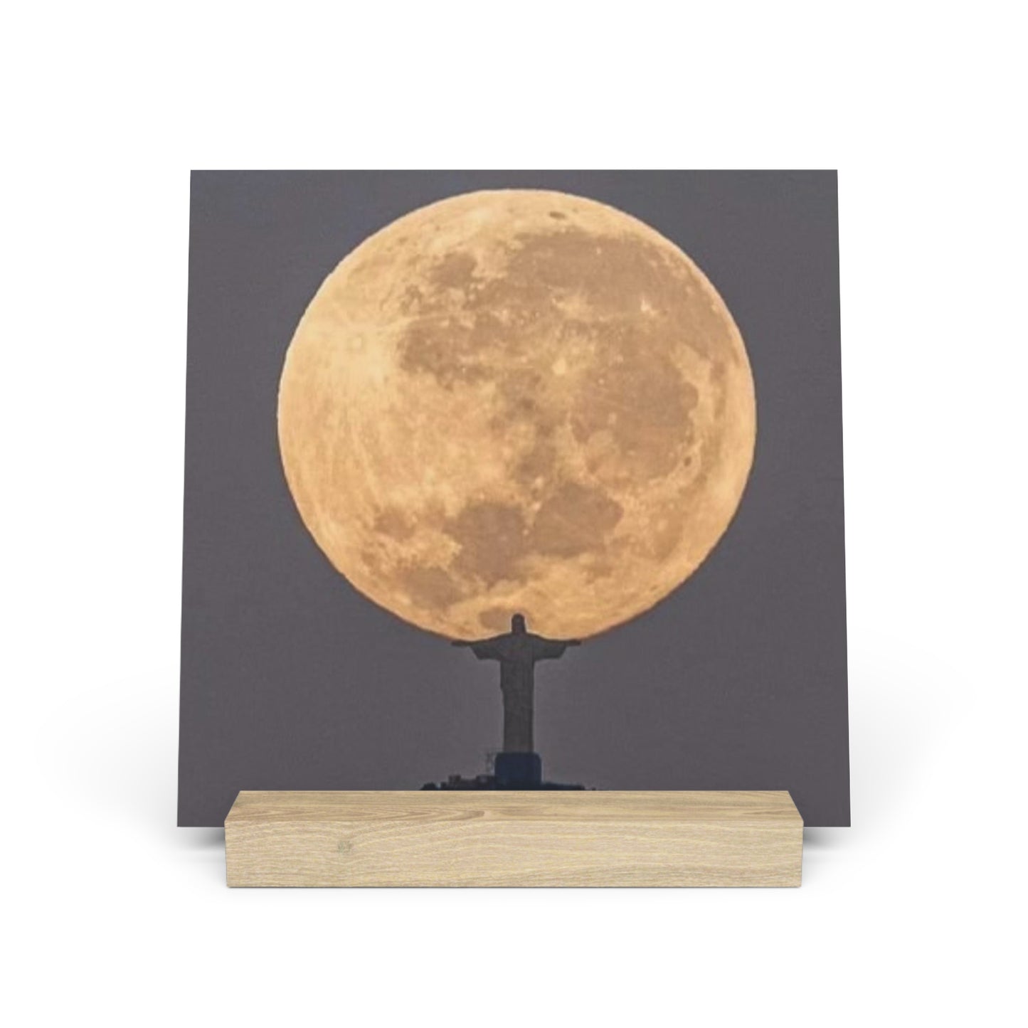 Chris the Redeemer, holding the moon, Canvas Board.