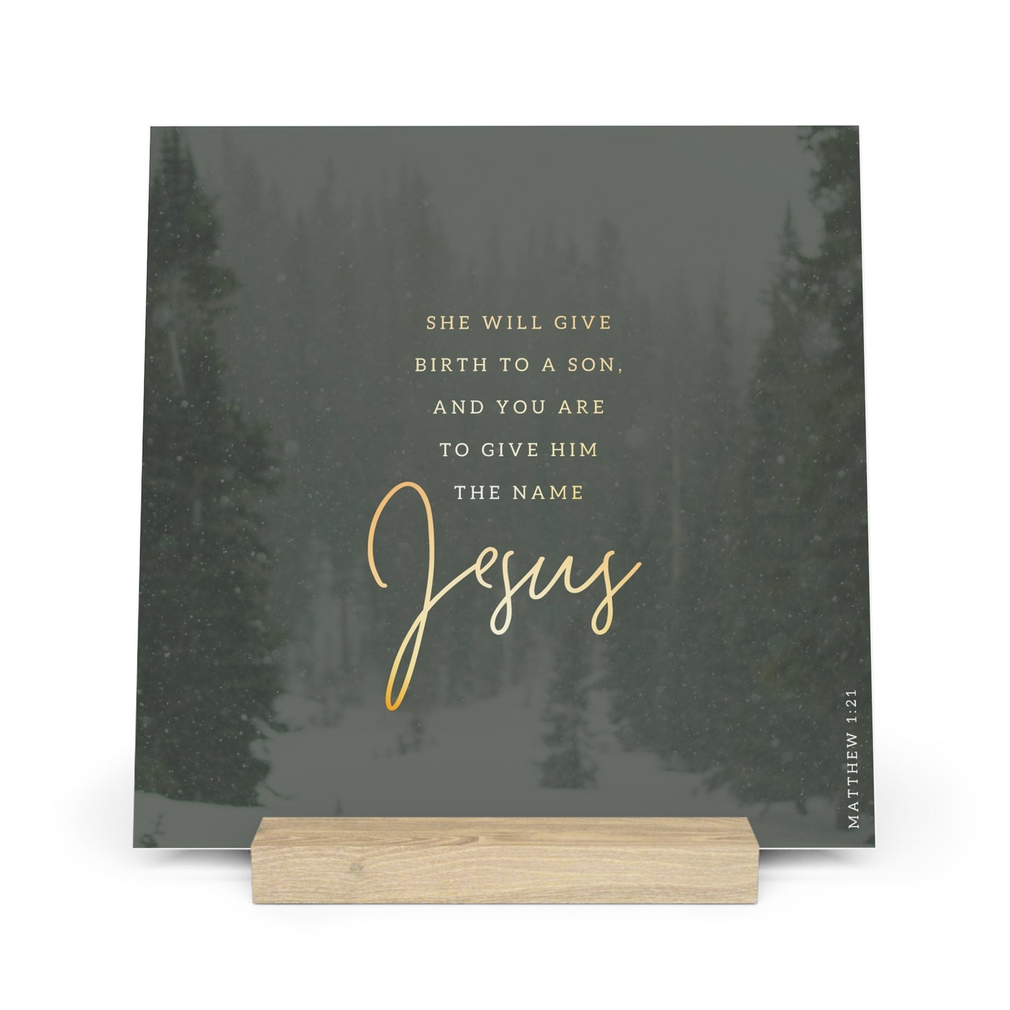 Matthew 1:21 Bible Verse Image, Gallery Board with Stand